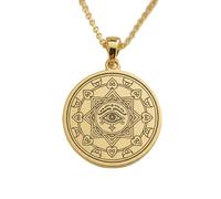 LKBEADS Collar con colgante de mandala sagrado del Ojo que Todo lo Ve, hecho de plata de ley 925 chapada en oro, con cadena de cable de 45 cm. Joyería para hombres y mujeres |LKD_EGP_00937