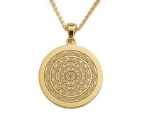LKBEADS Collar con colgante de mandala sagrado grabado, hecho en plata de ley 925 con baño de oro y cadena de 45 cm (18"). Joyería hecha a mano para hombres y mujeres | LKD_EGP_00925