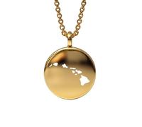 LKBEADS Collar con colgante de mapa de Hawái, plata de ley 925, dije redondo, joyería para hombres y mujeres, cable de 45 cm, regalo de recuerdo de viaje, joyería minimalista con mapa |LKN_MAP_00502