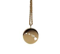 LKBEADS Collar con colgante de mapa de Hawái, plata de ley 925, dije redondo, joyería para hombres y mujeres, cable de 45 cm, regalo de recuerdo de viaje, joyería minimalista con mapa |LKN_MAP_00436
