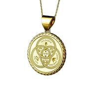 LKBEADS Collar con colgante de moneda grabada con el escudo de la Santísima Trinidad de 24 mm y cadena tipo cable de 45 cm | Plata de ley chapada en oro | Joyería unisex | LK_PNDN_0771