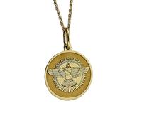 LKBEADS Collar con colgante de moneda grabada de Ashur, Padre de los Dioses, de 24 mm con cadena de cable de 45 cm | Plata de ley bañada en oro | Joyería de regalo unisex | LK_PNDN_0071