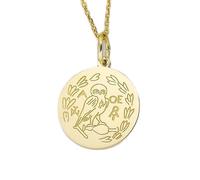 LKBEADS Collar con colgante de moneda grabada de búho de 24 mm con cadena tipo cable de 45 cm | Plata de ley bañada en oro | Joyería unisex | LK_PNDN_1233