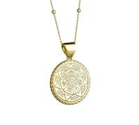 LKBEADS Collar con colgante de moneda grabada de los Siete Arcángeles de 24 mm con cadena tipo cable de 45 cm | Plata de ley chapada en oro | Joyería de regalo unisex | LK_PNDN_1472