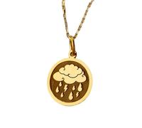 LKBEADS Collar con colgante de nube de tormenta de y oro |LK_NLC_01314 | necklace with 18 inch cable chain 25mm round disc pendant 1.5mm thick gold tone finish engraved statement