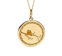 LKBEADS Collar con colgante de pájaros del amor en y oro |LK_NLC_01957 | gold plated vergina sun round medallion pendant 28mm with 18 inch cable chain symbolic heritage jewelry