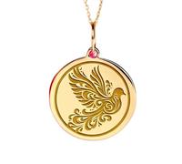 LKBEADS Collar con colgante de paloma de chapado en oro |LK_NLC_01992 | gold plated round celestial moon medallion necklace with 18 inch cable chain nature inspired jewelry gift