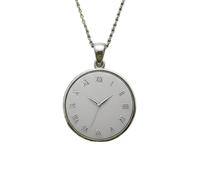 LKBEADS Collar con colgante de reloj en relieve, fabricado en plata de ley 925 con baño de oro, cadena de eslabones de 45 cm (18"), dije redondo para joyería unisex hecha a mano | LK_EMBO_00968