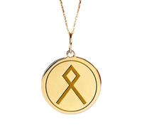 LKBEADS Collar con colgante de símbolo rúnico de y oro |LK_NLC_02030 | cable chain round celestial sun charm necklace 24mm polished pendant 1.5mm thick sun symbol jewelry