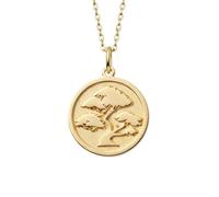 LKBEADS Collar con colgante del Árbol de la Vida de y oro |LK_NLC_01107 | 24mm round geometric wolf head medallion with 18 inch cable chain animal spirit jewelry gift for men