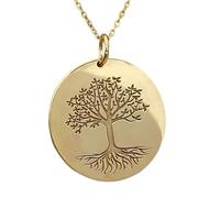 LKBEADS Collar con colgante del Árbol de la Vida de y oro |LK_NLC_02168 | plated 28mm round wildlife animal medallion necklace with 18 inch cable chain strength inspired jewelry