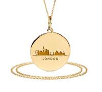 LKBEADS Collar con colgante del horizonte de Londres en |LK_NLC_01960 | plated round geometric sun ray coin pendant 24mm minimalist circle necklace with 18 inch cable chain gift