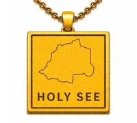 LKBEADS Collar con colgante del mapa de la Santa Sede de 24x26 mm para hombre y mujer, plata de ley 925, dije cuadrado grabado con cadena de cable de 45 cm, joyería de viaje |LKN_MAP_00745