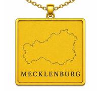 LKBEADS Collar con colgante del mapa de Mecklemburgo de 24x26 mm para hombre y mujer, plata de ley 925, dije cuadrado grabado con cadena de cable de 45 cm, joyería de viaje |LKN_MAP_00784