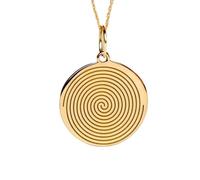 LKBEADS Collar con colgante en espiral de chapado en oro |LK_NLC_01942 | 22-24mm round engraved wolf medallion with 18 inch cable chain nature inspired animal jewelry gift for
