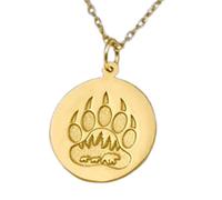 LKBEADS Collar con colgante en relieve de Mamá Osa, hecho en plata de ley 925 con baño de oro, cadena de eslabones de 45 cm (18"), dije redondo para joyería unisex hecha a mano | LK_EMBO_00122