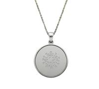 LKBEADS Collar con colgante en relieve de virus, fabricado en plata de ley 925 con baño de plata, cadena de eslabones de 45 cm (18"), dije redondo para joyería unisex hecha a mano | LK_EMBO_00954