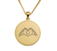 LKBEADS Collar con colgante grabado de manos de esqueleto formando un corazón, hecho de plata de ley 925 chapada en oro con cadena de cable de 45 cm. Joyería para hombres y mujeres |LKD_EGP_00827