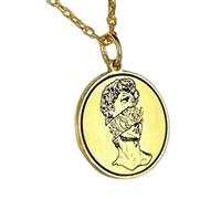 LKBEADS Collar con colgante grabado del David de Miguel Ángel, hecho en plata de ley 925 con baño de oro y cadena de 45 cm (18 pulgadas). Joyería artesanal para hombres y mujeres | LKD_EGP_00097