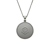 LKBEADS Collar con colgante hexagonal en relieve Tech, fabricado en plata de ley 925 con baño de plata, cadena de cable de 45 cm (18"), dije redondo, joyería unisex hecha a mano | LK_EMBO_00897
