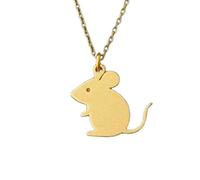 LKBEADS Collar con colgante minimalista de ratoncito en plata de ley 925 con forma elegante y cadena de cable de 45 cm (18 pulgadas). Charm chapado en oro. Joyería con significado |LKD_3DM_00311