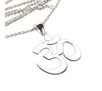 LKBEADS Collar con colgante minimalista Om de plata de ley 925 en forma elegante con cadena de cable de 45 cm (18 pulgadas) y dije chapado en plata. Joyería con significado |LKD_3DM_00547