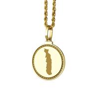 LKBEADS Collar con colgante redondo de 25 mm con mapa de Togo grabado en plata de ley 925, chapado en oro, joyería para viajes, ciudad y país, unisex |LK_EGMP_0068