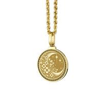 LKBEADS Collar con colgante redondo de 28 mm con calendario azteca grabado en plata de ley 925, chapado en oro, para hombre y mujer, con cable de 45 cm. Joyería hecha a mano |LK_ENGP_0605