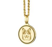 LKBEADS Collar con colgante redondo de 28 mm con el signo zodiacal Virgo grabado en plata de ley 925, chapado en oro, para hombres y mujeres, con cable de 45 cm. Joyería hecha a mano |LK_ENGP_0510