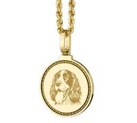 LKBEADS Collar con colgante redondo de 28 mm con grabado Amor Eterno en plata de ley 925, chapado en oro, para hombre y mujer, con cable de 45 cm. Joyería hecha a mano |LK_ENGP_0083