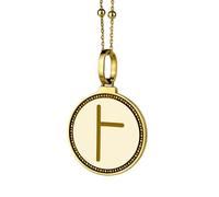 LKBEADS Collar con colgante redondo de 28 mm con la letra griega Phi grabada en plata de ley 925, chapado en oro, para hombre y mujer, con cable de 45 cm. Joyería hecha a mano |LK_ENGP_0468