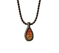 LKBEADS Collar con dije de ágata natural de encaje loco, color rojo, forma de pera, colgante de hilo sin alambre con cadena de cordón de cuero de 45 cm (18 pulgadas) |LK_S_GP_0454