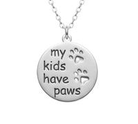 LKBEADS Collar con huella de pata de que tienen mis hijos |LK_NLC_02581 | plated round phoenix medallion 26mm with 18 inch cable chain symbol of rebirth strength hope jewelry gift