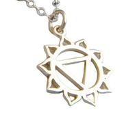 LKBEADS Collar de chakra del plexo solar en plata de ley 925, pequeño colgante de yoga con charmyogi, regalo sencillo, delicado y zen, joyería para uso diario. Con cadena de 45 cm. Chapado en plata.