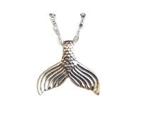 LKBEADS Collar de cola de sirena pequeña de plata de ley 925, colgante oceánico, sirena marina acuática, joyería mística de playa, amuleto natural, regalo de verano para ella | Con cadena de 45 cm |