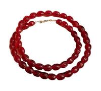 LKBEADS Collar de cuentas de calcedonia rubí, forma ovalada, color rosa, 8-12 mm | Collar de 45 cm (18 pulgadas), joyería de cuentas hecha a mano |LKSLF_NCK_00060