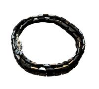 LKBEADS Collar de cuentas de turmalina negra con forma de cojín, color negro, 6x8 mm | Collar de 43 cm (17 pulgadas), joyería de cuentas hecha a mano |LKSLF_NCK_00337