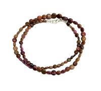 LKBEADS Collar de cuentas de turmalina rosa en forma de moneda, multicolor, 5-9 mm | Collar de 45 cm (18 pulgadas), joyería de cuentas hecha a mano |LKSLF_NCK_00096