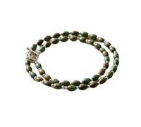 LKBEADS Collar de cuentas de turquesa de Arizona, forma ovalada, color verde, 8x11 mm | Collar de 43 cm (17 pulgadas), joyería de cuentas hecha a mano |LKSLF_NCK_00362