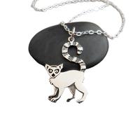 LKBEADS Collar de lémur en plata de ley 925, animal salvaje, pequeño primate, mamífero, colgante caprichoso, divertido, adorable, delicado, joyería única, nativo de Madagascar | Con cadena de 45 cm |