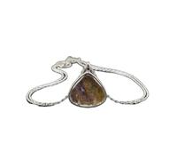 LKBEADS Collar de piedra de lodolita natural en forma de corazón, color marrón, corte liso, 39x34 mm, con cadena de cable de 18", dije, joyería curativa hecha a mano, accesorios de astrología