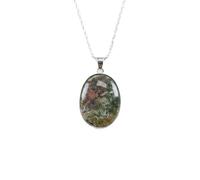 LKBEADS Collar de piedra natural lodolita ovalada multicolor de 32x24 mm con dije de cadena de cable de 18", joyería curativa hecha a mano, accesorios de astrología