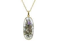 LKBEADS Collar de piedra natural lodolita ovalada multicolor de 41x19 mm con dije de cadena de cable de 18", joyería curativa hecha a mano, accesorios de astrología