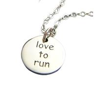 LKBEADS Collar de plata de ley 925 con la frase Me encanta correr, colgante para corredor, maratonista, atleta, mujer, deporte, palabra sencilla, con cadena de 45 cm | chapado en plata | L_PN_0287