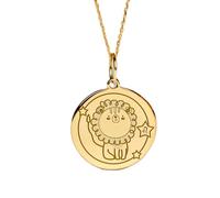 LKBEADS Collar de plata de ley 925 de 22-24 mm | Cadena de 45 cm | Bebé Leo | Colgante personalizado de Leo para recién nacido | Delicado dije de Leo para bebé | Joyería chapada en oro | L_02112