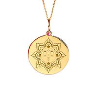 LKBEADS Collar de plata de ley 925 de 22-24 mm | Cadena de 45 cm | Colgante de sol | Astrología | Delicado dije de sol durmiente | Joyería con baño de oro | L_02278