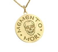 LKBEADS Collar de plata de ley 925 de 22-24 mm | Cadena de 45 cm | Memento Mori | Colgante Memento Mori | Calavera | Colgante Estoico | Amor Fati | Joyería con baño de oro | L_02323