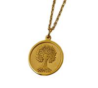 LKBEADS Collar de plata de ley 925 de 22-26 mm | Cadena de 45 cm | Árbol de la vida: colgante con símbolo de familia y crecimiento | Dije de raíces | Espiritual o para él | Baño de oro | L_01999