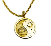 LKBEADS Collar de plata de ley 925 de 22-26 mm | Cadena de 45 cm | Sol y Luna, Yin Yang, Rosa, Yoga, Tercer Ojo - de Uluer Jewelry | Joyería con baño de oro | L_02032