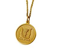 LKBEADS Collar de plata de ley 925 de 22 mm | Cadena de 45 cm | Cardo - colgante de flor nacional escocesa hecho a mano | Símbolo grabado de fuerza y nobleza | Joyería chapada en oro | LK_PNK_01822